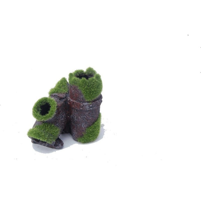 Aquatopia Sewer Pipe with Moss 9 x 10 x 12 cm - Aquatic Supplies Australia