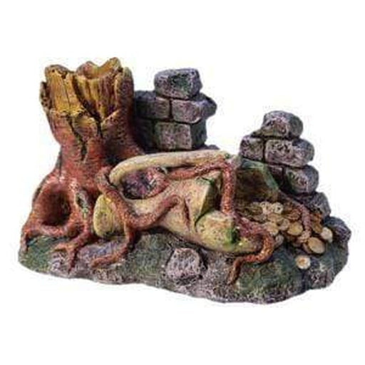 Neptune Middle Earth Tree Trunk with Rock 24 x 14 x 13cm - Aquatic Supplies Australia