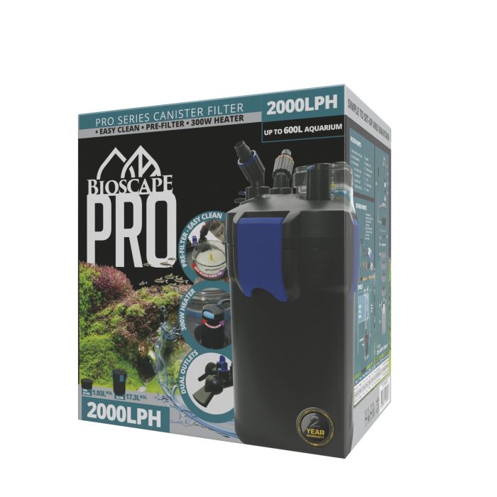 Bioscape PRO Easy Clean Canister Filter with Heater 2000L/hr (600L)