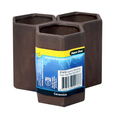 Aqua One Ceramic Breeding Hide Hex Pipe 9 x 6.8 x 9cm - Aquatic Supplies Australia