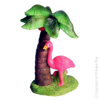 Aqua One Flamingo With Palm Tree 7.5 x 8 x 12cm - Aquatic Supplies Australia