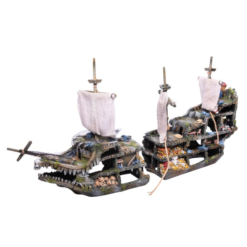 Aqua One Giant Shipwreck Blackbeards Revenge 85 x 18 x 46cm - Aquatic Supplies Australia