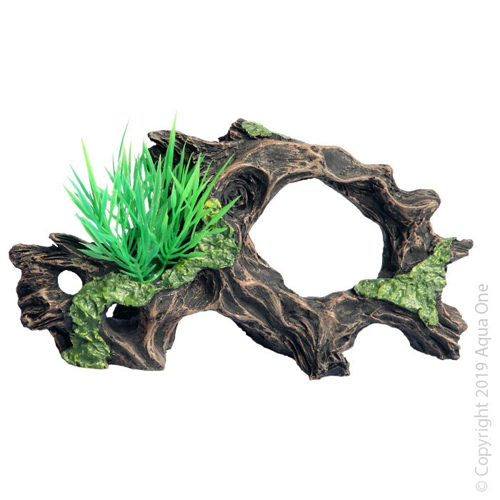 Aqua One Ornament Driftwood With Plant 17.5 x 7 x 9.5cm - Aquatic Supplies Australia