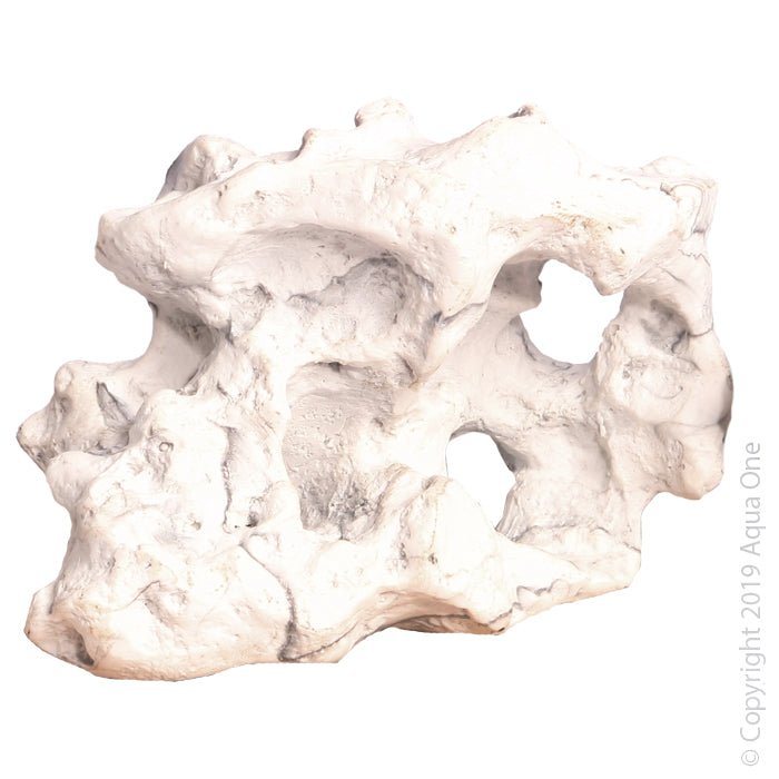 Aqua One Ornament White Marble Rock With Holes Medium 16.5 x 11.5 x 12cm - Aquatic Supplies Australia