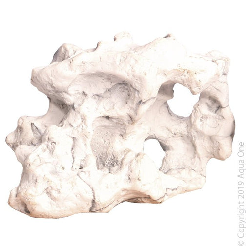 Aqua One Ornament White Marble Rock With Holes Medium 16.5 x 11.5 x 12cm - Aquatic Supplies Australia