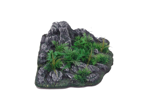 Aquatopia Rock with Green and Yellow Plant 23 x 22 x 12cm - Aquatic Supplies Australia