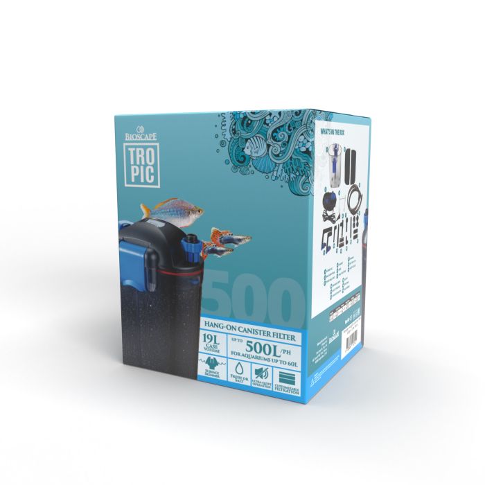Bioscape Hang On Canister Filter 500 (500L/hr, 60L) - Aquatic Supplies Australia