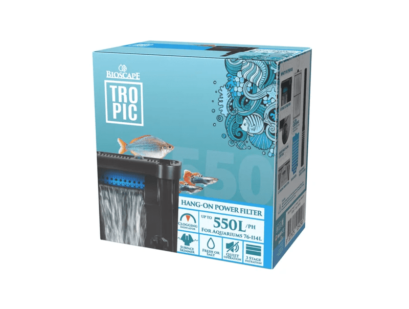 Bioscape Hang On Power Filter Medium 550 (550L/hr, 114L) - Aquatic Supplies Australia