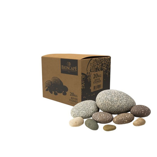 Bioscape River Stones Mixed Sizes 20kg Box - Aquatic Supplies Australia