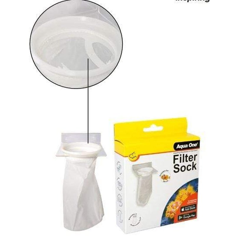 Aqua One 200 Micron Filter Sock Round with Holder 12 x 11.5 x 26.5cm - Aquatic Supplies Australia