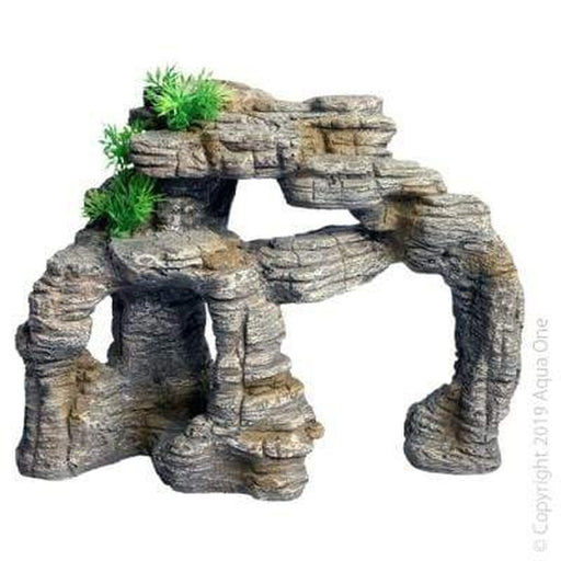 Aqua One Artificial Rock Cliff with Plant 26.5 x 13 x 20.5cm - Aquatic Supplies Australia