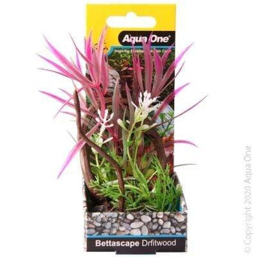 Aqua One Bettascape Spider Leaves On Driftwood Pink 15cm - Aquatic Supplies Australia