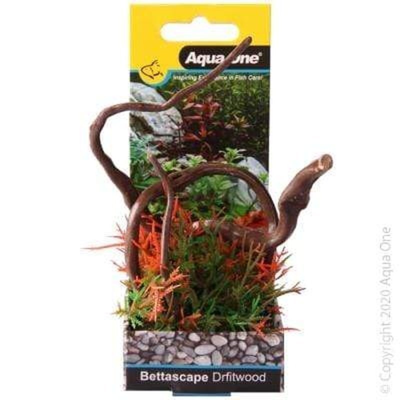 Aqua One Bettascape Tipped Fern Driftwood Red 15cm - Aquatic Supplies Australia