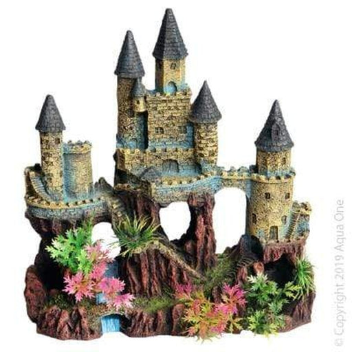 Aqua One Castle with River & Plants 22 x 12 x 23.5cm - Aquatic Supplies Australia
