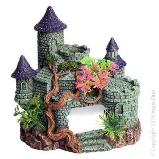 Aqua One Castle with Tree & Plants 15 x 12 x 15.5cm - Aquatic Supplies Australia