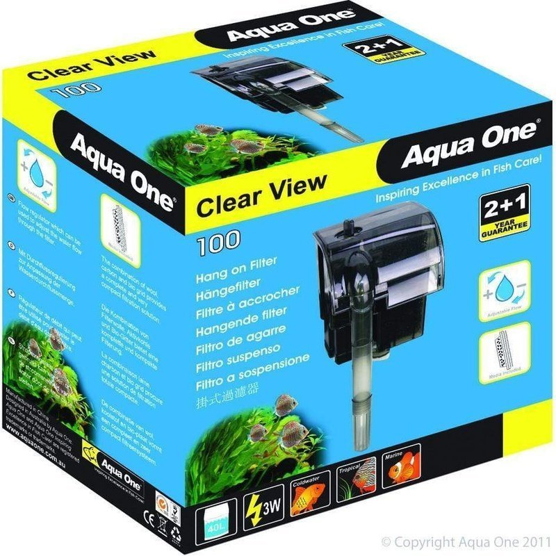 Aqua One ClearView 100 Hang On Filter (40L, 180L/h) - Aquatic Supplies Australia