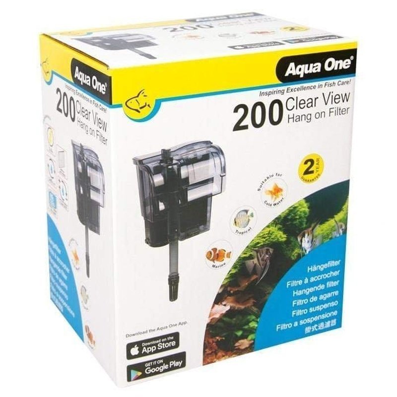 Aqua One ClearView 200 Hang On Filter (60L, 200L/h) - Aquatic Supplies Australia