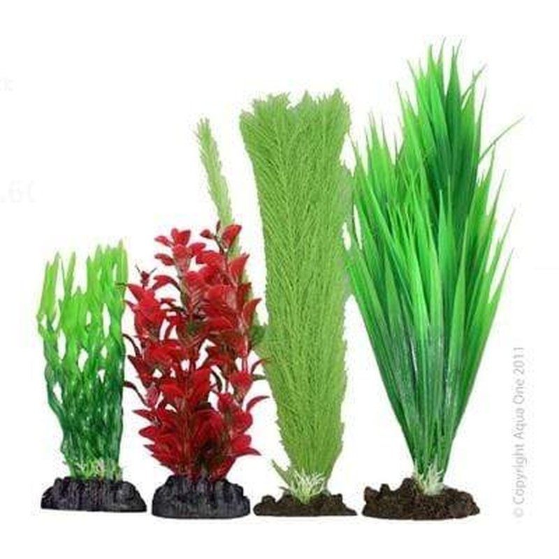 Aqua One Plastic Plant 4 pack - Mix 2 Aquatic Supplies Australia