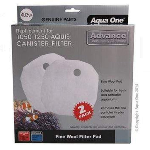 Aqua One Wool 2pk 403w - Aquis 1050/1250, Grandview 290 - 25403w - Aquatic Supplies Australia