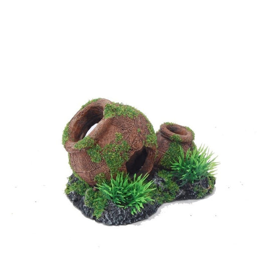 Aquatopia Clay Pot with Moss 12 x 9 x 8cm - Aquatic Supplies Australia