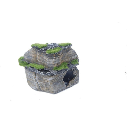 Aquatopia Double Flat Rock with Moss 13 x 10 x 5cm - Aquatic Supplies Australia