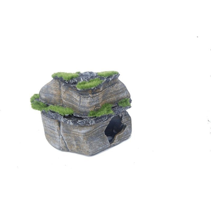 Aquatopia Double Flat Rock with Moss 13 x 10 x 5cm - Aquatic Supplies Australia