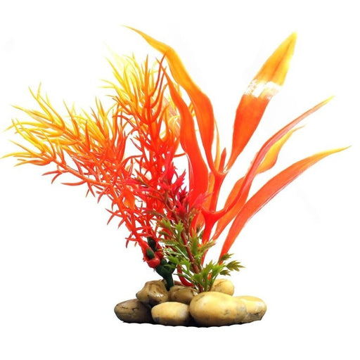 Aquatopia Orange Plant with Pebble Base 10cm - Aquatic Supplies Australia