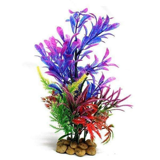 Aquatopia Purple Plant with Pebble Base 20cm - Aquatic Supplies Australia