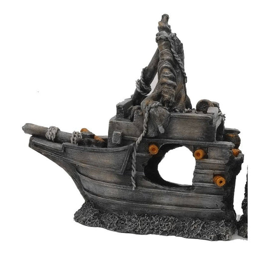 Aquatopia Shipwreck Front Half Med 18 x 8 x 18 cm - Aquatic Supplies Australia