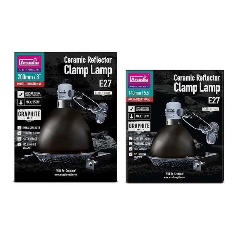 Arcadia Clamp Lamp & E27 Lampholder - Graphite - Aquatic Supplies Australia