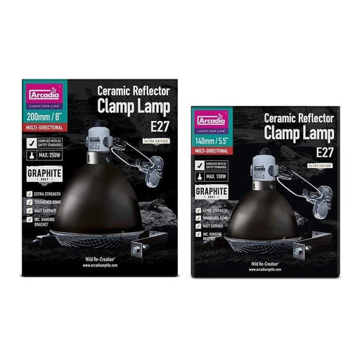 Arcadia Clamp Lamp & E27 Lampholder - Graphite - Aquatic Supplies Australia