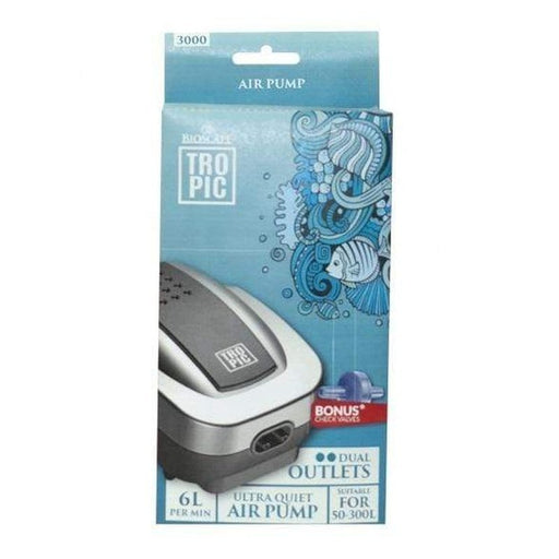 Bioscape Tropic Air Pump 3000 (50-300L) Twin Outlet - Aquatic Supplies Australia