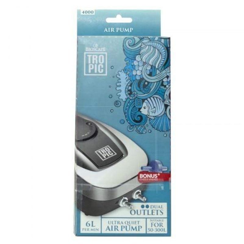 Bioscape Tropic Air Pump 4000 (50-300L) Twin Outlet Adjustable - Aquatic Supplies Australia