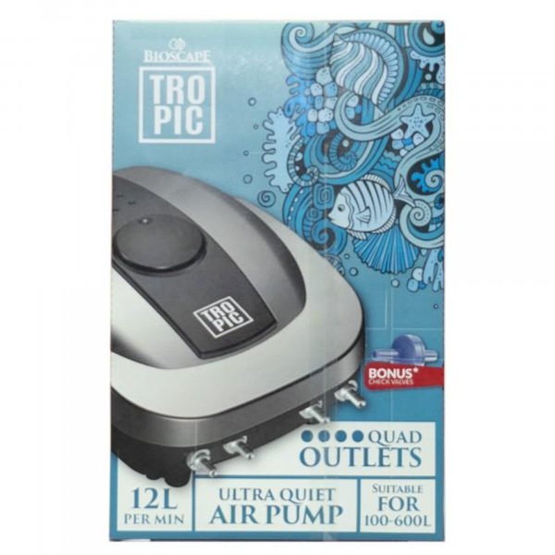 Bioscape Tropic Air Pump 8000 (100-600L) Quad Outlet Adjustable - Aquatic Supplies Australia