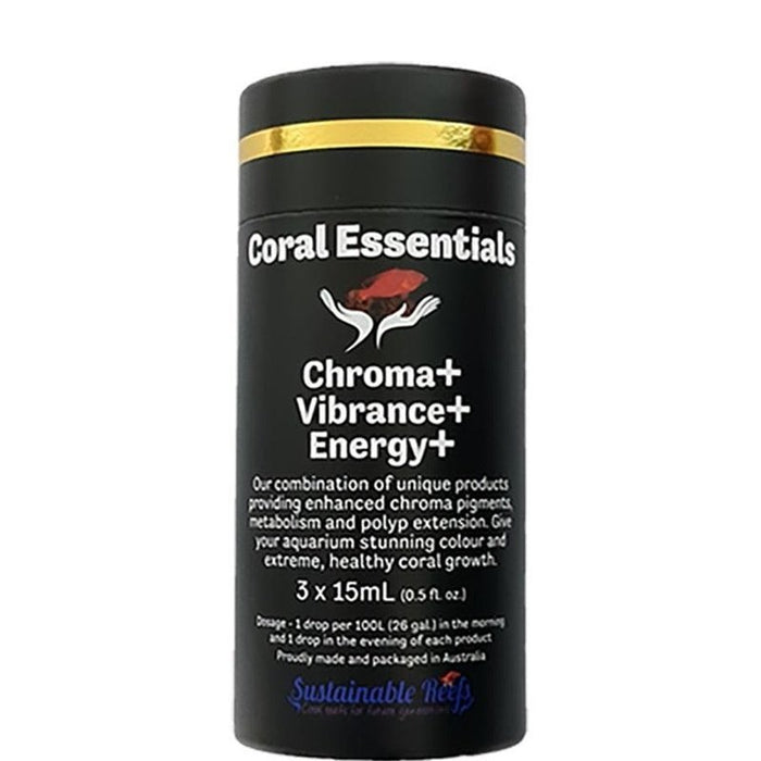 Coral Essentials Nano Black Label Chroma+, Vibrance+ and Energy+ 3x15ml - Aquatic Supplies Australia