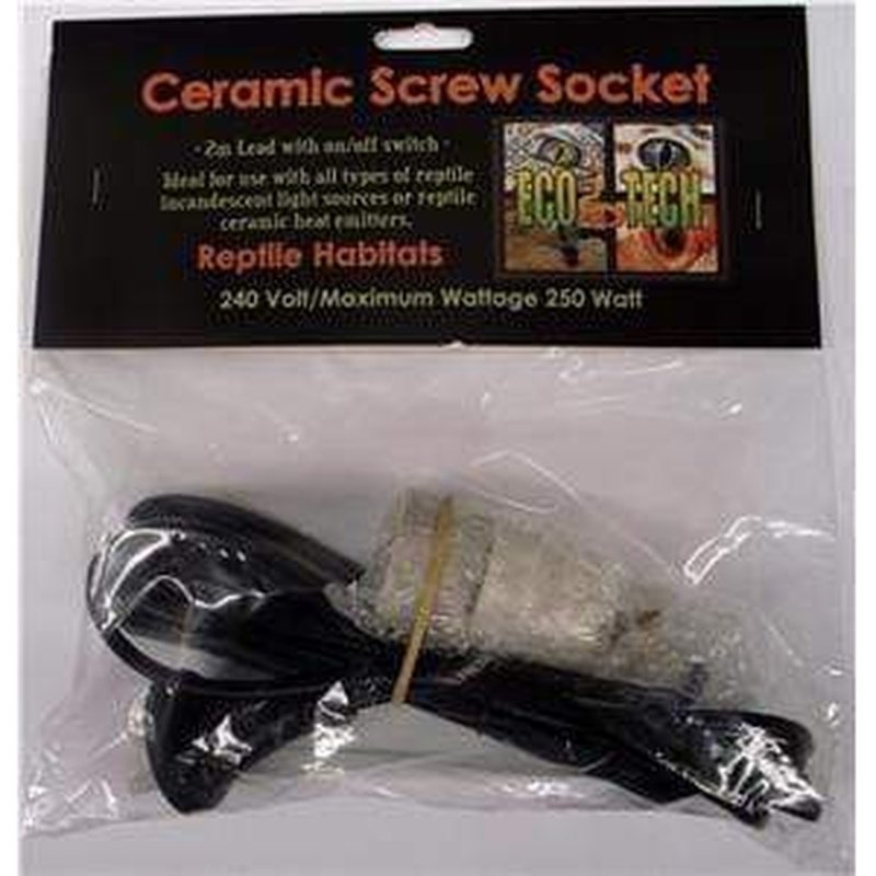 Eco Tech Socket & Lead Set: Ceramic Fitting with 2m Cable & Switch - Aquatic Supplies Australia