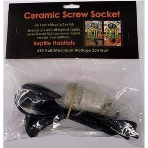 Eco Tech Socket & Lead Set: Ceramic Fitting with 2m Cable & Switch - Aquatic Supplies Australia