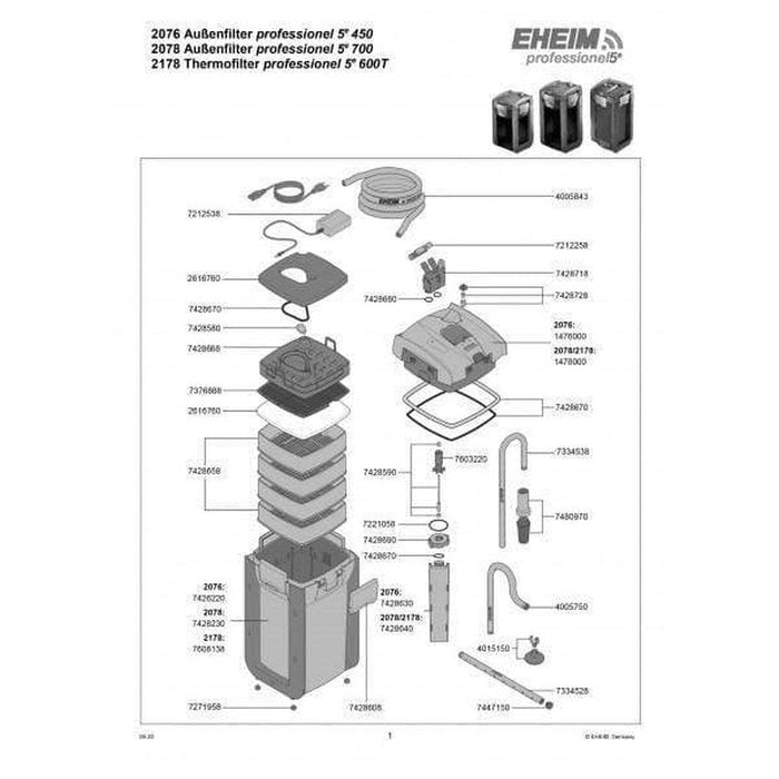 Eheim Professionel 5e 600T Thermo Canister Filter (600L, 1850L/h) - Aquatic Supplies Australia