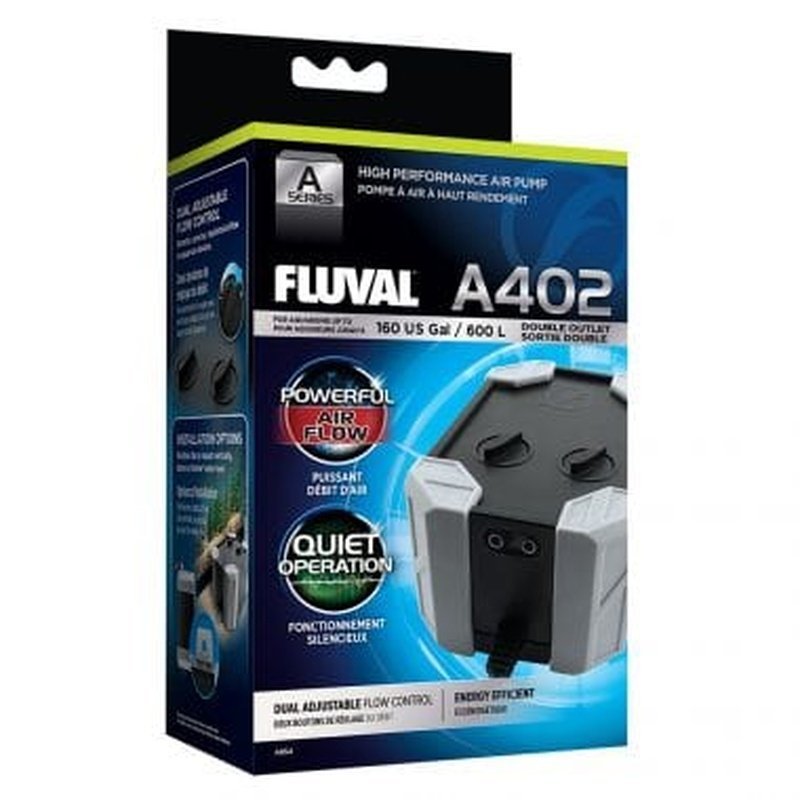 Fluval A Series Air Pump A402 Twin Outlet (600L, 330-370L/h) - Aquatic Supplies Australia