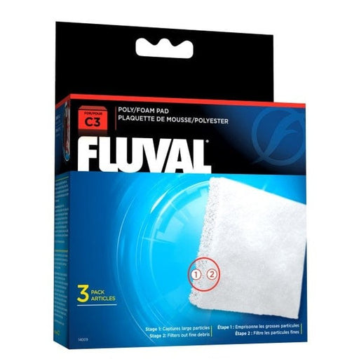 Fluval C3 Hang On Filter Poly/Foam Pad 3 Pack Aquatic Supplies Australia