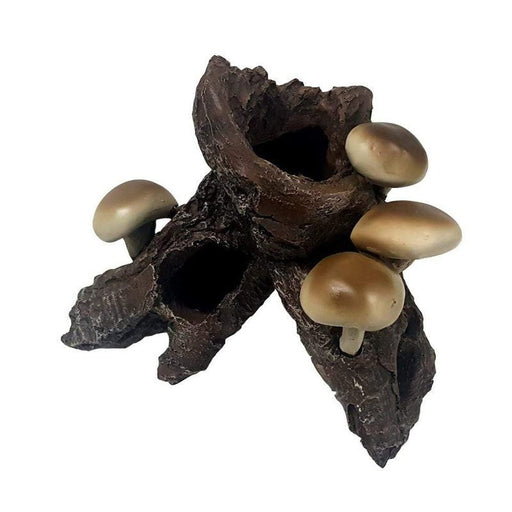 iPetz Mushrooms on Driftwood 19 x 11 x 16cm - Aquatic Supplies Australia