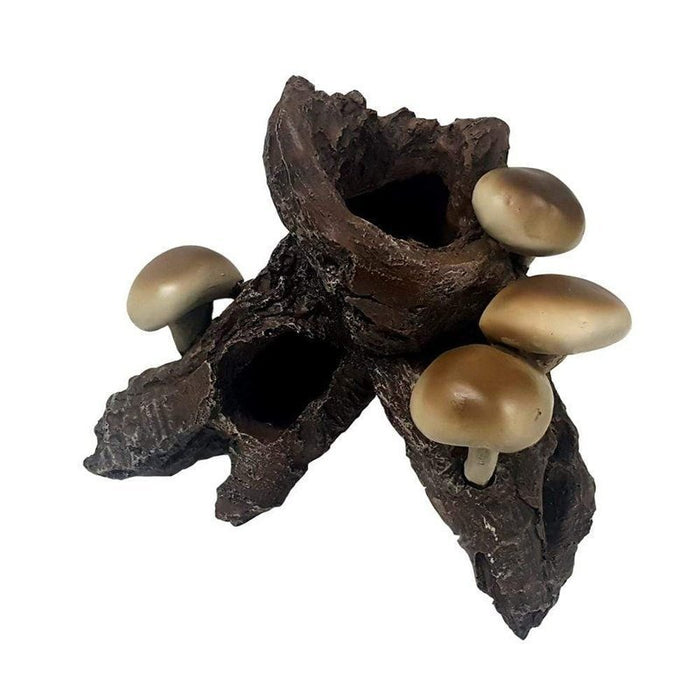 iPetz Mushrooms on Driftwood 19 x 11 x 16cm - Aquatic Supplies Australia