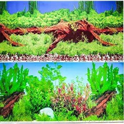 Marina Seaview Background Blue Spring Wood/Aquatic Plants 30cm High - Aquatic Supplies Australia