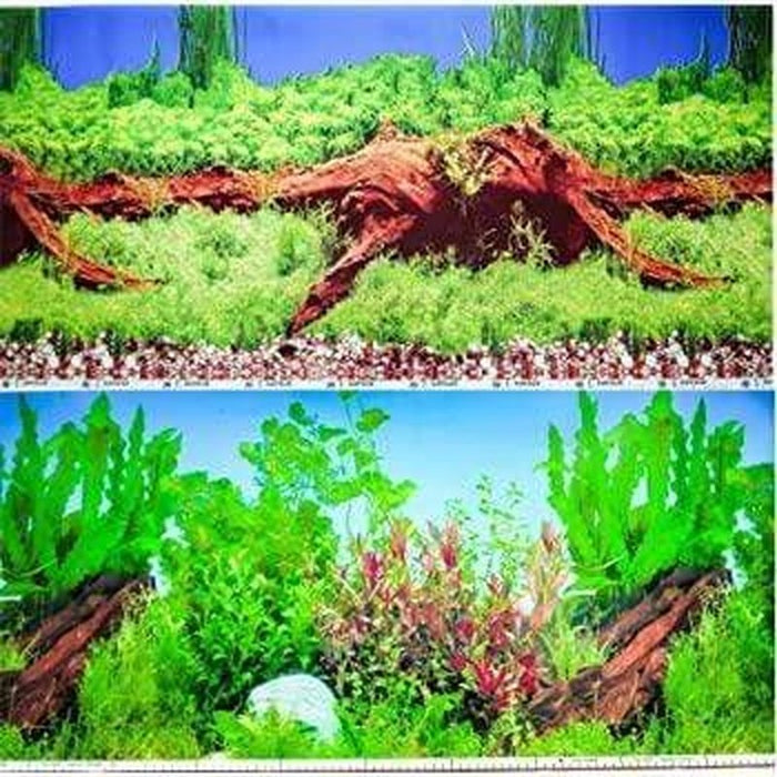 Marina Seaview Background Blue Spring Wood/Aquatic Plants 30cm High - Aquatic Supplies Australia