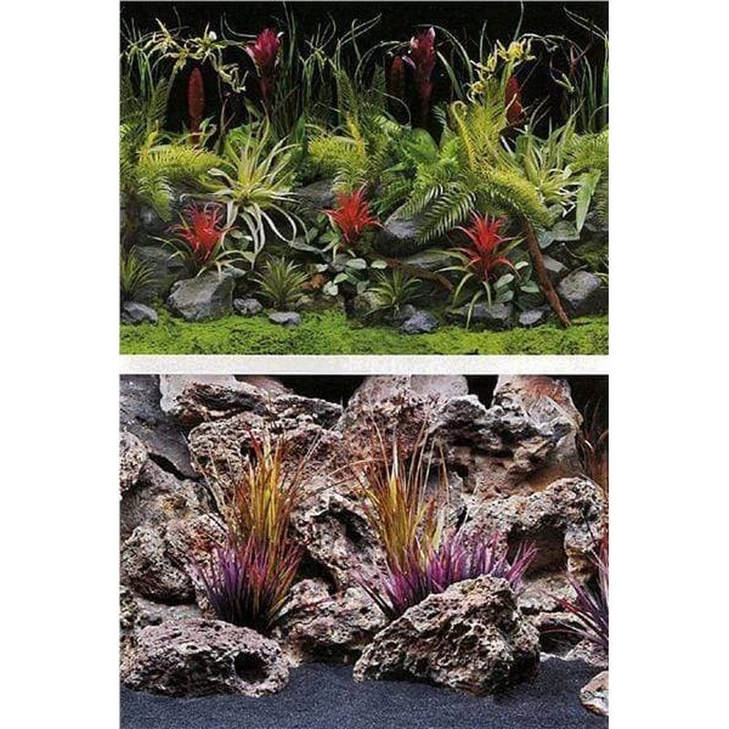 Marina Seaview Background Jungle Flora/Red Lace 30 x 60cm - Aquatic Supplies Australia