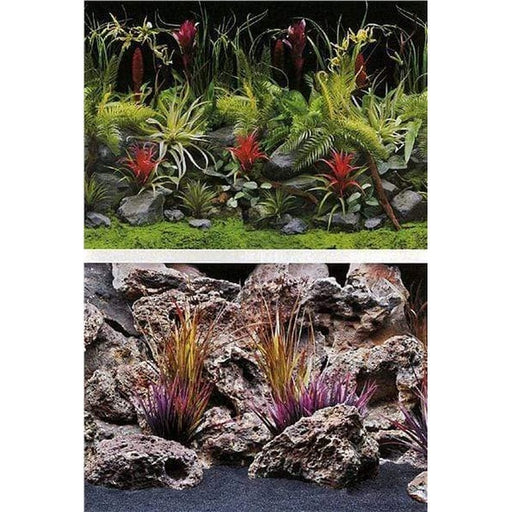 Marina Seaview Background Jungle Flora/Red Lace 30 x 60cm - Aquatic Supplies Australia
