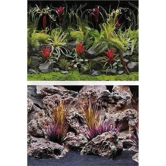 Marina Seaview Background Jungle Flora/Red Lace 30 x 60cm - Aquatic Supplies Australia