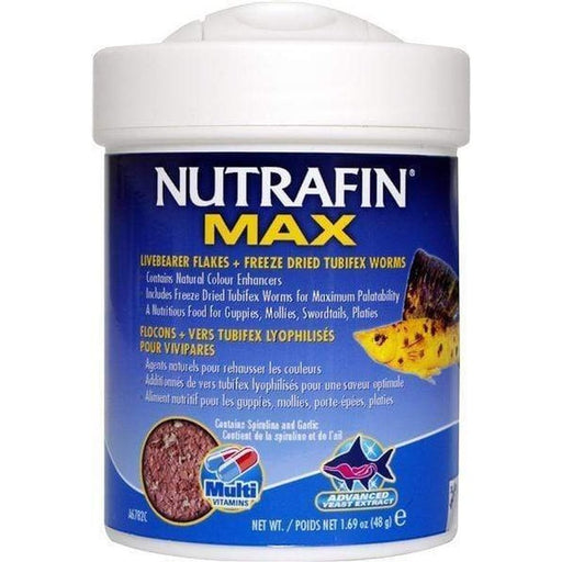 Nutrafin Max Livebearer Flakes + Freeze Dried Tubifex Worms 48g - Aquatic Supplies Australia