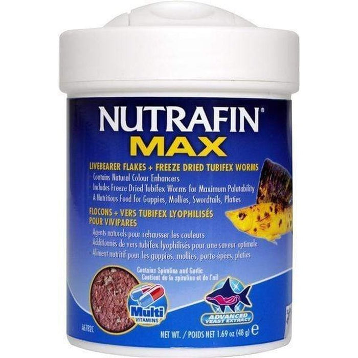 Nutrafin Max Livebearer Flakes + Freeze Dried Tubifex Worms 48g - Aquatic Supplies Australia